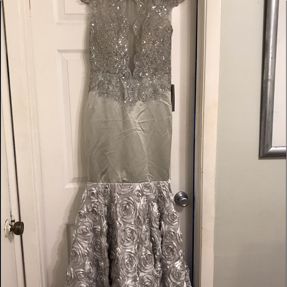Silver Bead Sequin Lace Dress - Picture 4 of 4